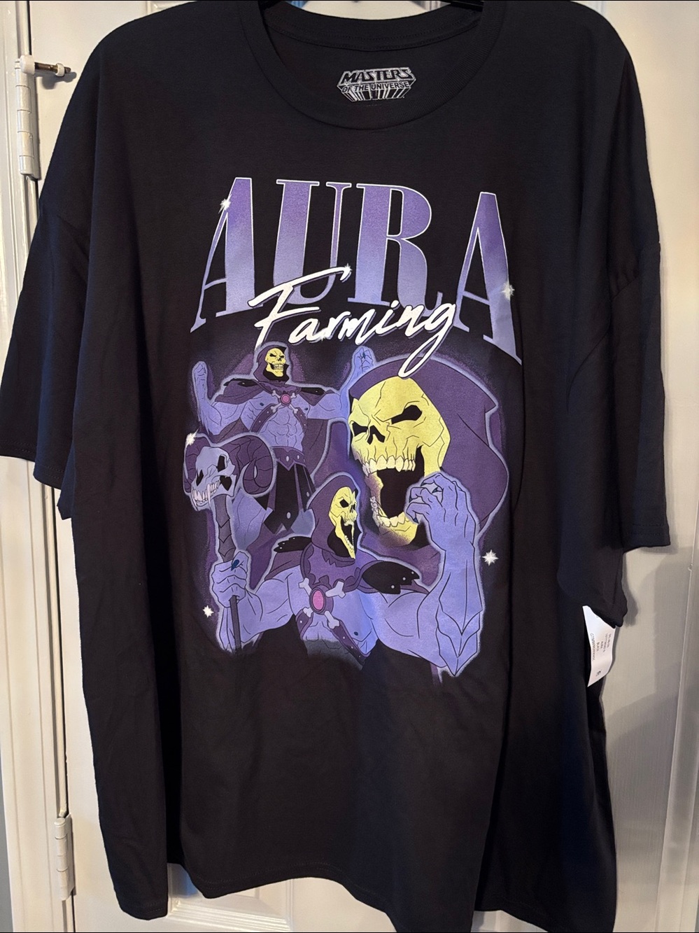 Masters of the Universe Skeletor Aura Farming Black Tee NWT